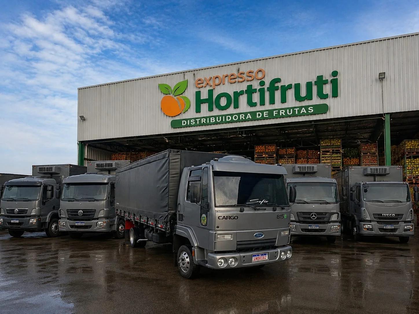 Fachada da Expresso Hortifruti com a frota